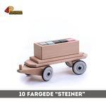 Tretog | Vogn med 10 fargede "steiner"